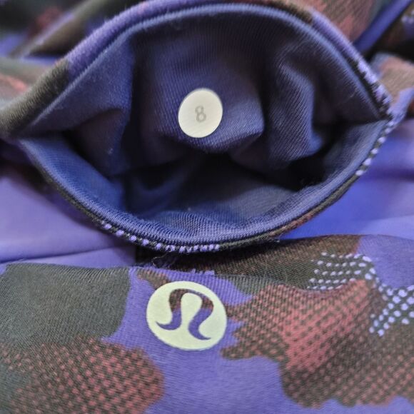 Lululemon Wunder Under Crop Leggings Purple Black Camo Size 8 - Picture 4 of 4